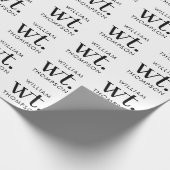 Minimale Moderne Zwart-wit Monogrammed Naam Cadeaupapier (Hoek)