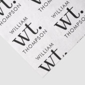 Minimale Moderne Zwart-wit Monogrammed Naam Tissuepapier (Detail)