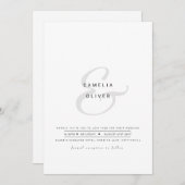 Minimale moderne zwarte ampersand bruiloft kaart (Voorkant / Achterkant)