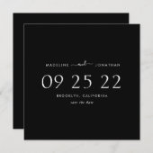 Minimale moderne zwarte bruiloft save the date (Voorkant / Achterkant)