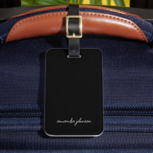 Minimale moderne zwarte en witte monogram, volledi bagagelabel