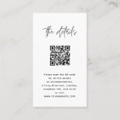 Minimale moderne zwarte en witte QR-code bruiloft Plaatskaartje (Voorkant)