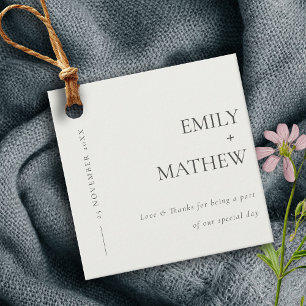 MINIMALE MODERNE ZWARTE EN WITTE TYPOGRAFIE TROUWE BEDANKJES LABELS
