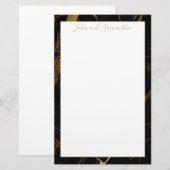 Minimale moderne zwarte marmerweddenschap briefpapier (Voorkant / Achterkant)