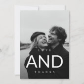 Minimale Moderne Zwarte Typografie Fotobruiloft Bedankkaart (Voorkant)