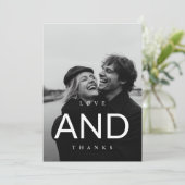 Minimale Moderne Zwarte Typografie Fotobruiloft Bedankkaart (Staand voorkant)