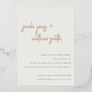 Minimale moderne zwarte witte-Script-paar Folie Uitnodiging