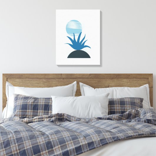 Minimale monochromatische blauwe schilderkunst canvas afdruk (Insitu (Slaapkamer))