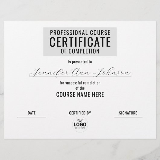 Minimale monochrome zwart-wit certificaat prijs (Voorkant)