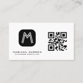 Minimale Monogram Aangepaste QR-code Basic Visitekaartje (Voorkant)