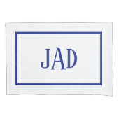 Minimale Monogram Blauwe Rechte Rechthoek Kussensloop (Voorkant-Links)
