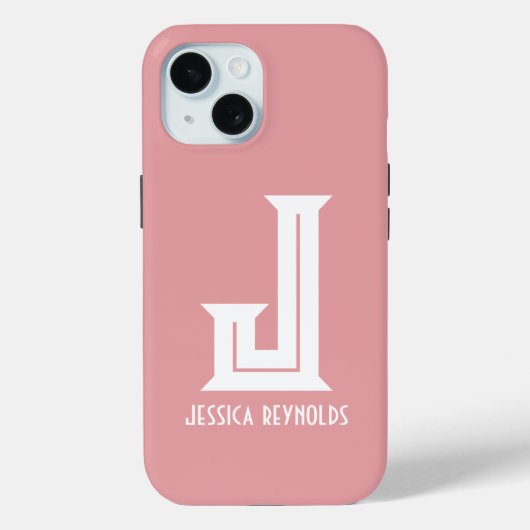 Minimale Monogram Blush Roze Case-Mate iPhone Case (Achterkant)