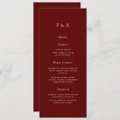 Minimale Monogram Bourgondische Moslim Trouwtafel Menu (Voorkant / Achterkant)