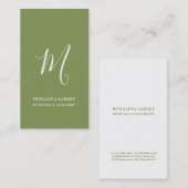 Minimale Monogram Chic Sage Groen Modern Visitekaartje (Voorkant / Achterkant)