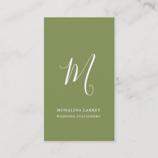 Minimale Monogram Chic Sage Groen Modern Visitekaartje (Voorkant)
