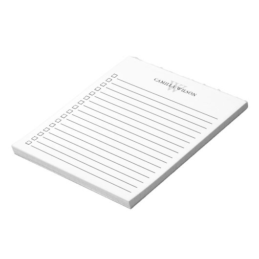 Minimale monogram controledoos om lijst te doen notitieblok (Gedraaid)