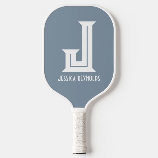 Minimale Monogram Dusty Blue Pickleball Paddle (Voorkant)