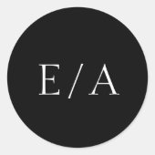 Minimale monogram Elegant Modern Black Wedding Ronde Sticker (Voorkant)