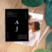 Minimale Monogram Foto Weddenschap Zwart-wit Kaart
