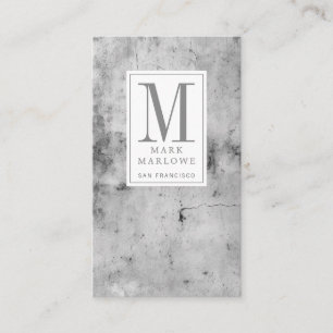 Minimale monogram grijze marmeren textuur visitekaartje