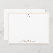 Minimale Monogram Letter Single Border Note Card Notitiekaartje (Voorkant / Achterkant)