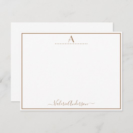 Minimale Monogram Letter Single Border Note Card Notitiekaartje (Voorkant / Achterkant)