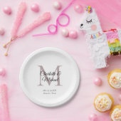 Minimale monogram Matig Papieren Bordje (Feest)