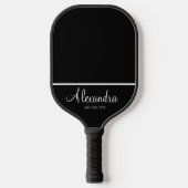 Minimale monogram naam wit en zwart pickleball paddle (Voorkant)