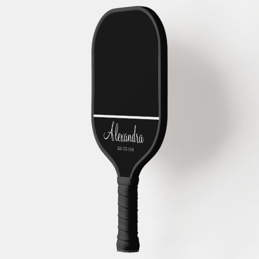 Minimale monogram naam wit en zwart pickleball paddle (Links)