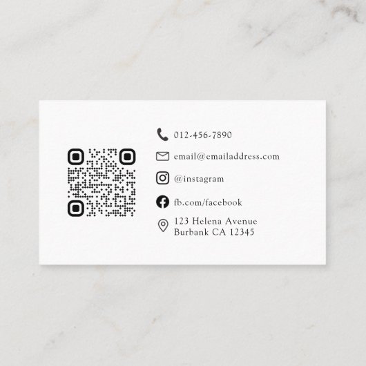 Minimale monogram QR-code Visitekaartje (Achterkant)