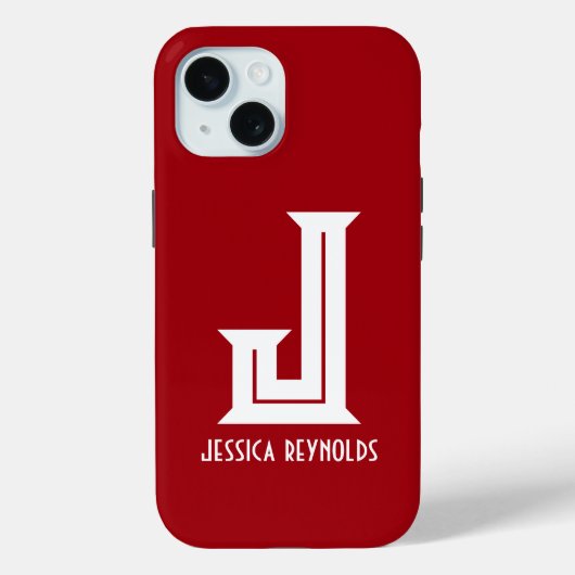 Minimale Monogram Rode Case-Mate iPhone Case (Achterkant)
