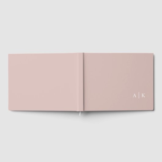 Minimale monogram roze bruiloft gastenboek (Volledig)