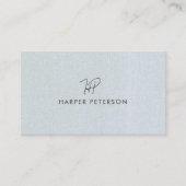 Minimale monogram Simple Blue Grey Linen Modern Visitekaartje (Voorkant)