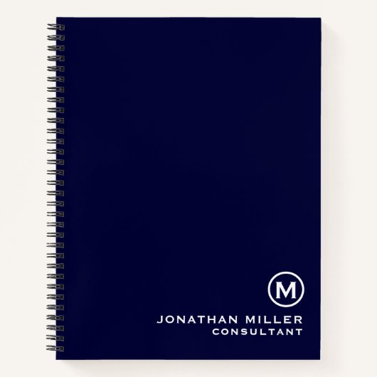 Minimale monogram voor Navy Blue Notitieboek (Voorkant)
