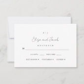 Minimale Monogram Weddenschap Zwart RSVP Kaartje (Voorkant)
