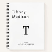 Minimale Monogram Zwart en Wit Aangepaste Naam Jaa Notitieboek (Voorkant)