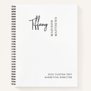 Minimale monogram zwart-wit aangepaste naam jaar notitieboek