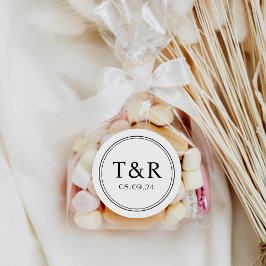 Minimale Monogram Zwart-wit bruiloft Sticker