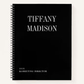 Minimale Monogram Zwart Witte Aangepaste Naam Jaar Notitieboek (Voorkant)