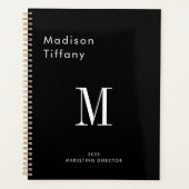 Minimale Monogram Zwarte en Witte Aangepaste Naam Planner (Voorkant)
