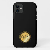Minimale monogram zwarte gouden lijst  Case-Mate iPhone case (Achterkant)