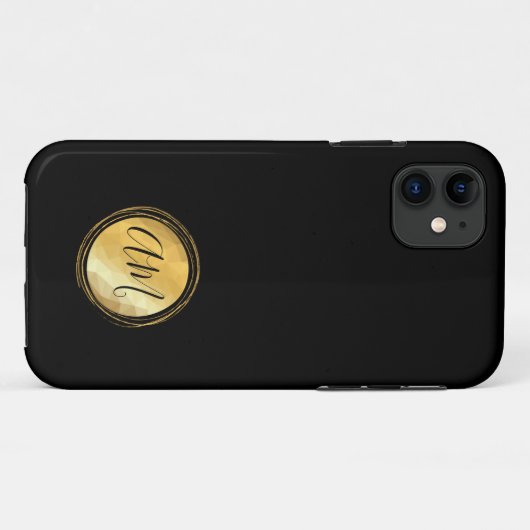Minimale monogram zwarte gouden lijst  Case-Mate iPhone case (Achterkant (horizontaal))