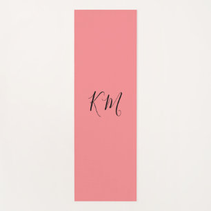 Minimale monogram zwarte initialen roze yoghagmat yogamat