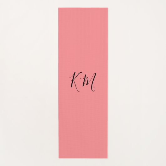 Minimale monogram zwarte initialen roze yoghagmat yogamat (Voorkant)
