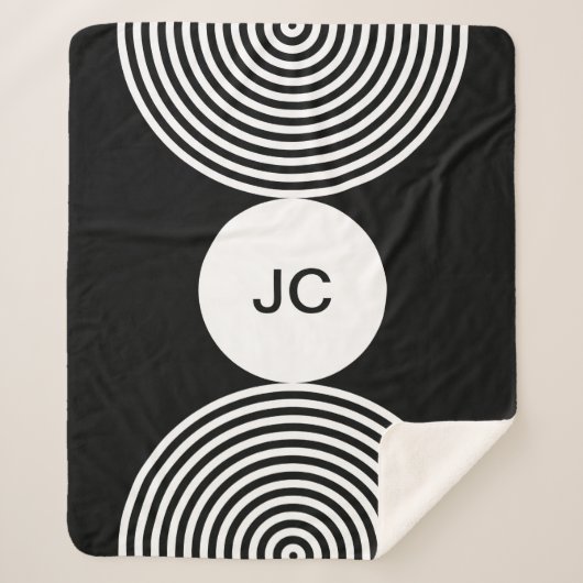 Minimale Monogrammed Circle Patroon Sherpa Deken (Voorkant)