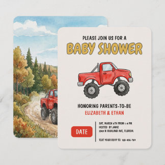 Minimale Monstertruck Rode Baby Shower Kaart