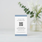 Minimale mosterdblauwe moderne QR-code bruiloft Informatiekaartje (Staand voorkant)