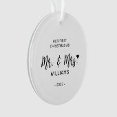 Minimale Mr. Mrs. First Kerstfoto Ornament (voorkant)