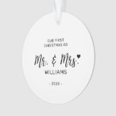 Minimale Mr. Mrs. First Kerstfoto Ornament (voorkant)