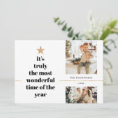 Minimale Multi Photo most Wondering Time Quote Feestdagenkaart (Staand voorkant)